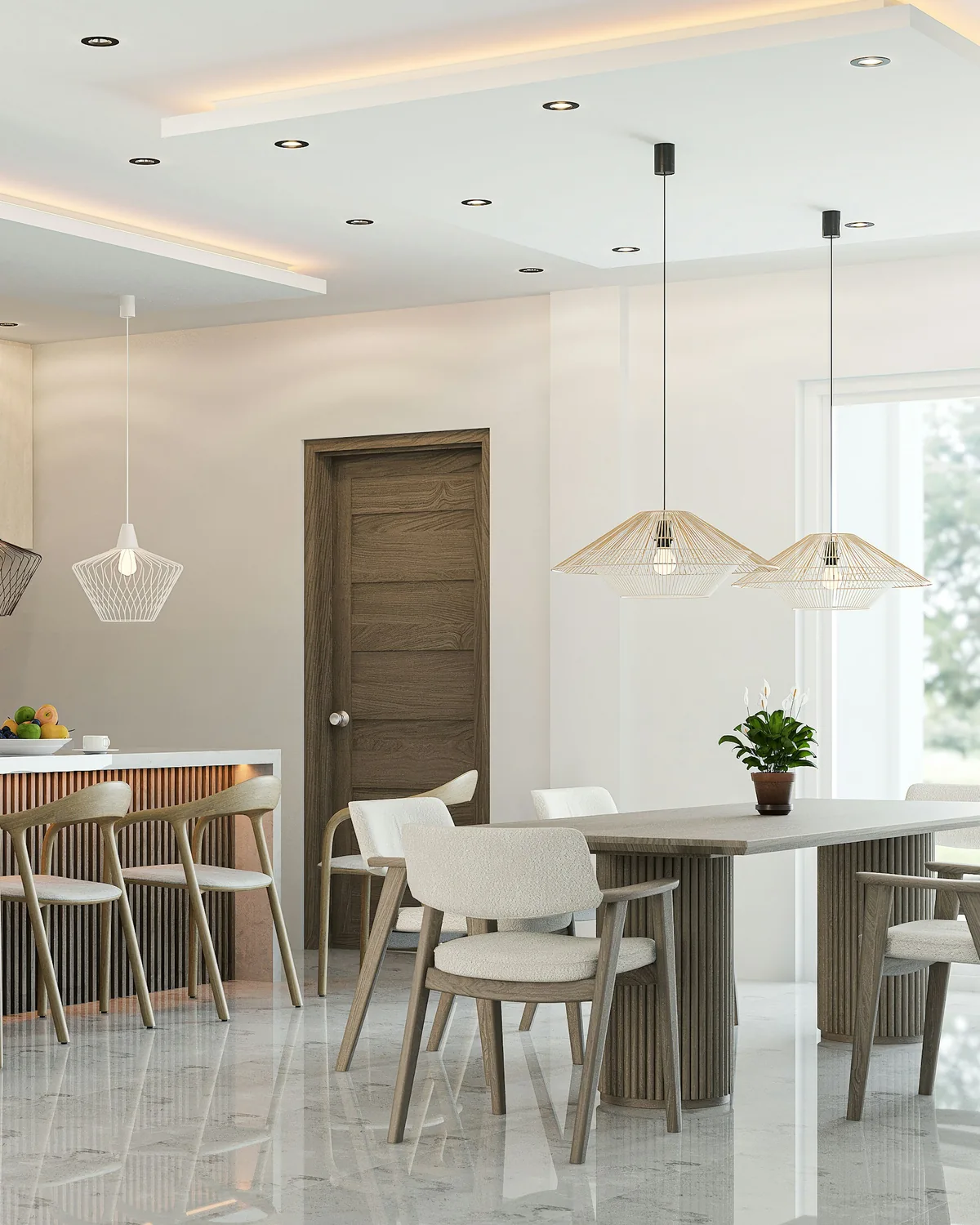Design inspiration: a 3D visualisation of an open kitchen and dining space by Billy Jo Catbagan; not an Ojas project.